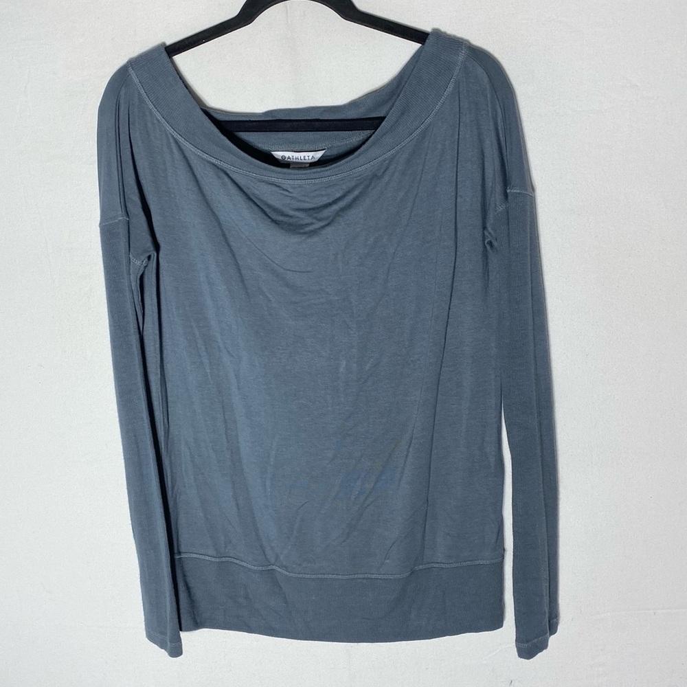 Athleta Metropolis Grey Boat Neck Long Sleeve Activewear Loungewear Top S